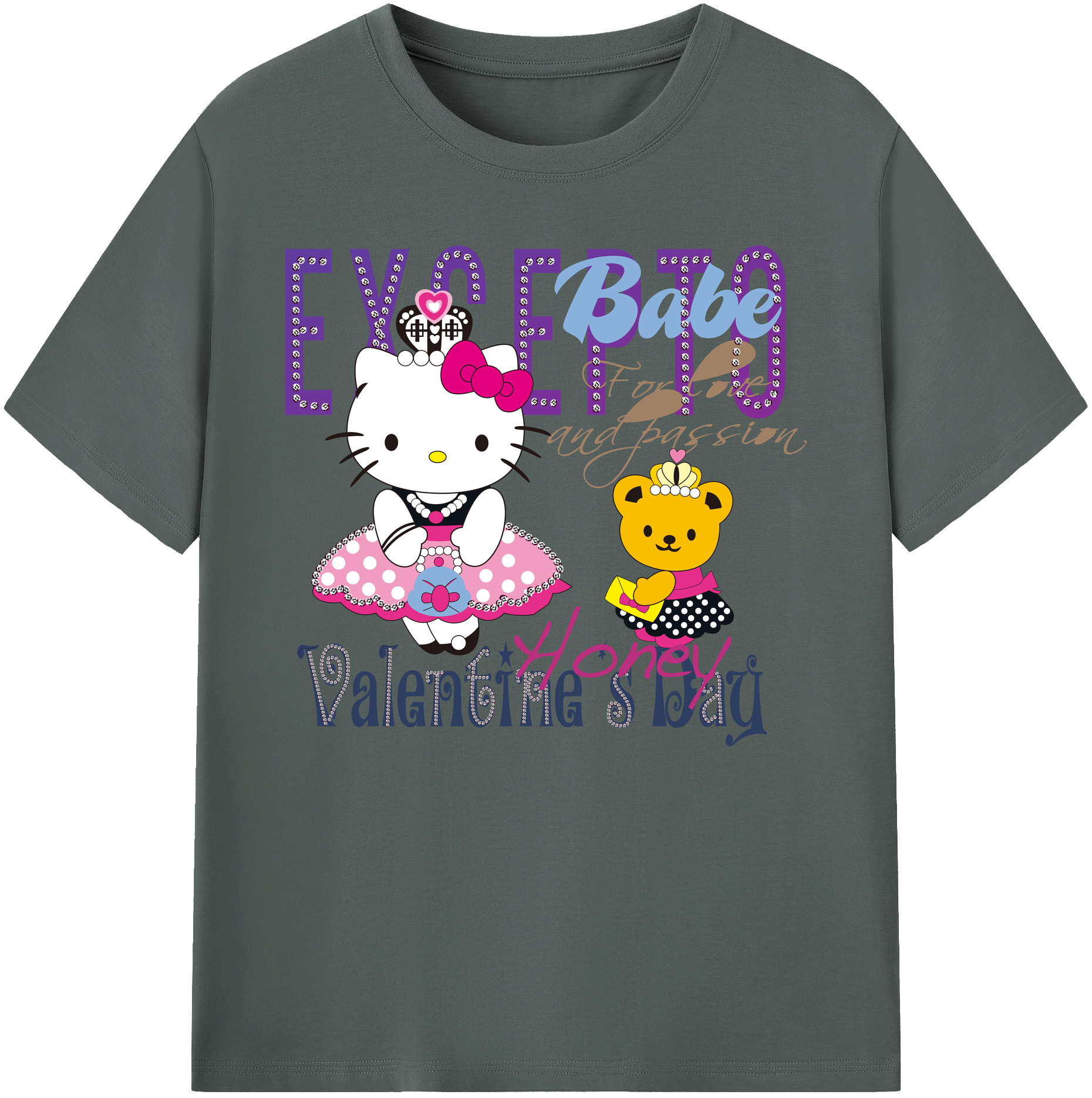 （画像用） Hello Kitty ハローキティ 綿100％ メンズ半袖Tシャツ｜肌触りやわらか＆通気性